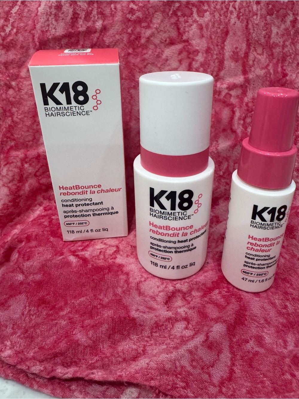 K18 HeatBounce Conditioning mist duo- 4 oz and 1.6 oz travel siz